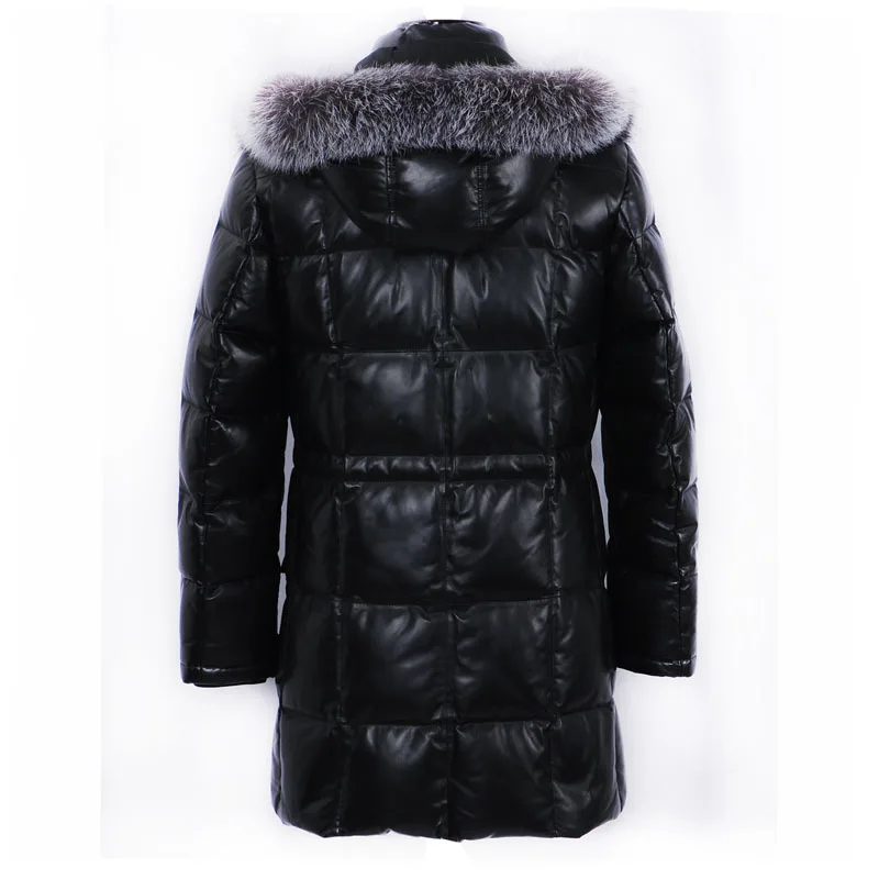 

Geniune Leather Jacket Men Sheepskin Leather Goose Down Jacket Winter Warm Thickening Casaca 14-H07B# MF374