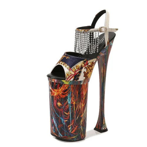 27CM Womens Peep Toe Printed Platform 