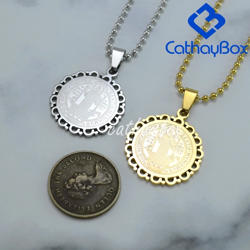 Цепочка с подвеской Святого Бенедикта из нержавеющей стали длина 60 см|necklace