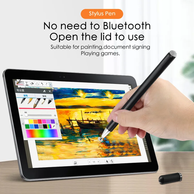 Stylet Double Pointe Pour écran Tactile - Silicone Doux Et Fibre, Compatible Tablette Et Smartphone, 15.9cm