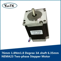 NEMA23 Two-phase Stepper Motor 76mm 1.8Nm1.8 Degree 3A shaft 6.35mm High Torque Single and Double Shaft High Performance Motor