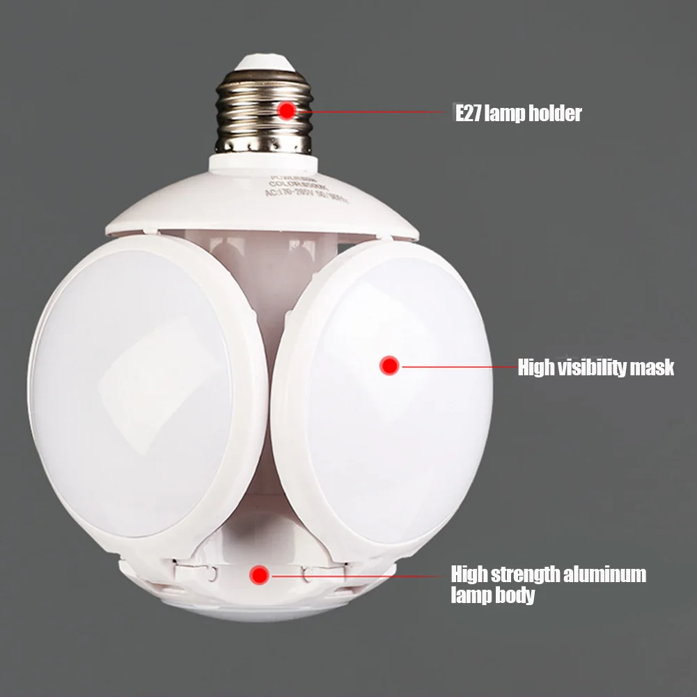

Newly LED Garage Lights Folding Football Bulbs Deformable Night Light Ceiling lamp with 4 Adjustable Panels XSD88