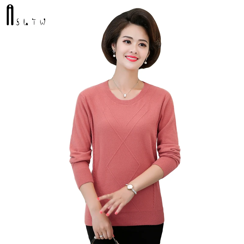 

ASLTW Women's Sweater Autumn Casual Solid Jumper Long Sleeve Pullover Pull Femme Plus Size Soft Knitted Sweater Women