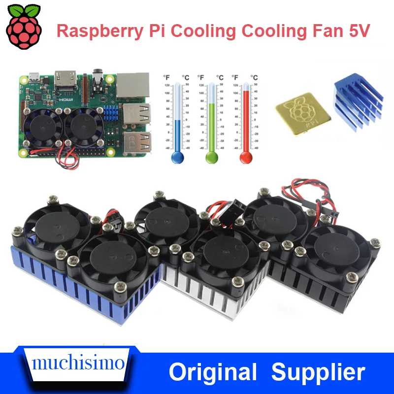 Raspberry Pi 4B двойной вентилятор системы охлаждения модуль Синий slive черный цвет с радиатором для Pi3 B+ Raspberry Pi 4B 3B