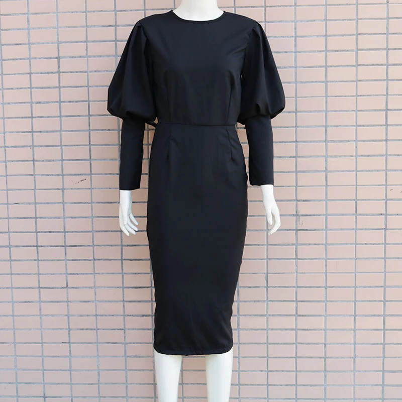 Solid-Puff-Sleeve-Backless-Slit-Dress-Women-Opeb-Back-Long-Sleeve-Dress-Autumn-Elegant-Ladies-Midi