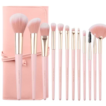 

12pcs Pink Soft Synthetic Cruelty Free Makeup Brushes Powder Foundation Blending Lip Concealer Eye Shadow Brush Set