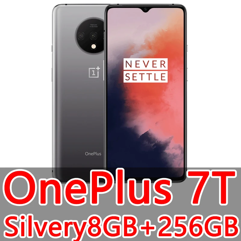 Смартфон OnePlus 7T с глобальной ПЗУ, 8 ГБ, 256 ГБ, Восьмиядерный процессор Snapdragon 855 Plus, 90 Гц, AMOLED экран, 48мп, тройная камера, NFC, мобильный телефон - Цвет: 7T silvery 8 256GB