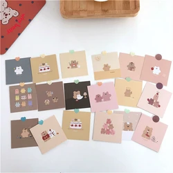 9pcs Korean Cute Cartoon strawberry Bear small Decoration Greeting Cards Handbook Album Room Wall Sticker Photo Props Stationery