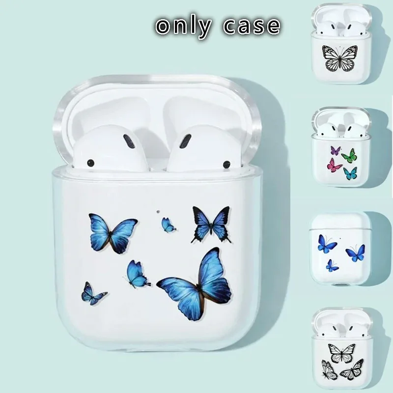 

Butterfly Pattern Transparent Protective Cover for Airpods Bluetooth Headset Box Cute Plastic Protective Cover Earphone