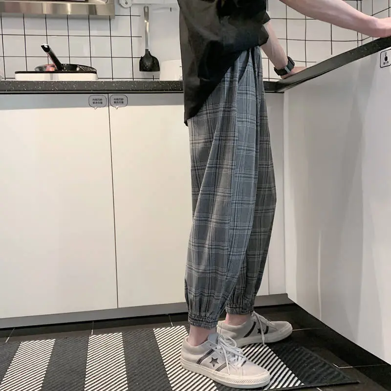 baggy plaid trousers