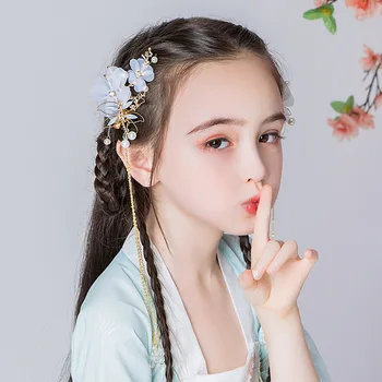 

Girls Chinese Style Ancient Assembly Decoration Baby Super Fairy Tassel Little Girl Ancient Style Han Children's Tiara Flower