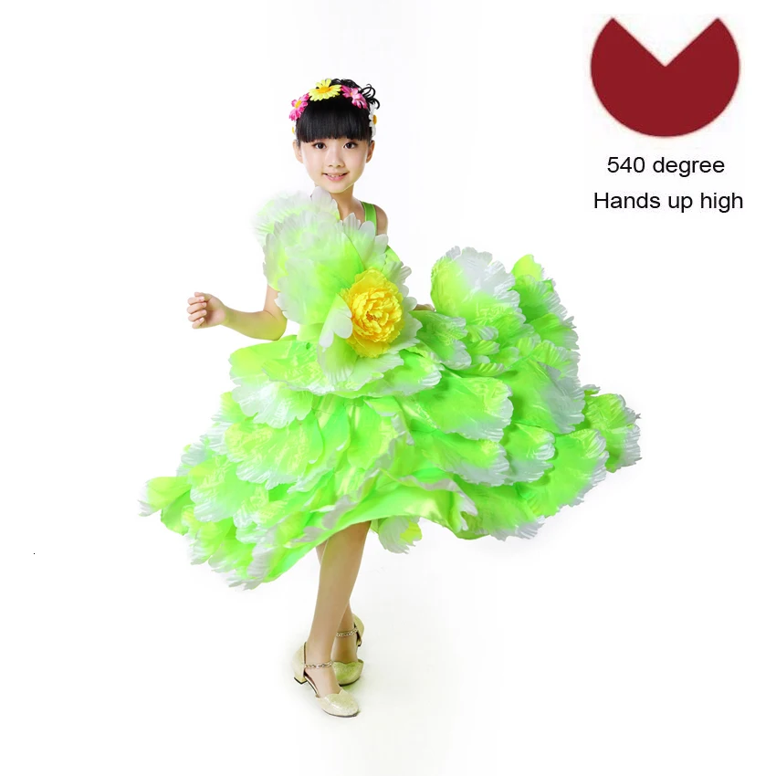 Элегантное свадебное платье-пачка для девочек с цветочным украшением; большие размеры; цыганское испанское фламенко; платье с открытыми плечами; костюмы для латиноамериканских танцев - Цвет: Color3 540 degree