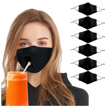 

6PC Adult Solid Drinking Masque With Hole For Straw And Breather Piston Reusable Masque Keep Mascarillas Safety Protections