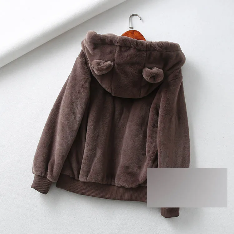 

Lb44 Sweet Jianling Loose-Fit Warm Comfortable Versatile Lettered Embroidered Hooded Plush Coat