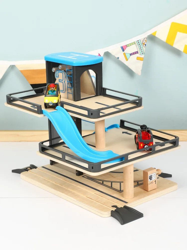 

Height Adjustable Camera Track Car Model Building Race Car Parking Lot Car Compatible Wood Parking Lot Excluded Boy Gift in