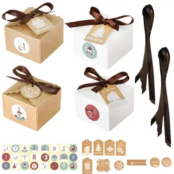 

24 Sets Christmas Kraft Paper Boxes Xmas Candy Wrapping Boxes Packing Boxes