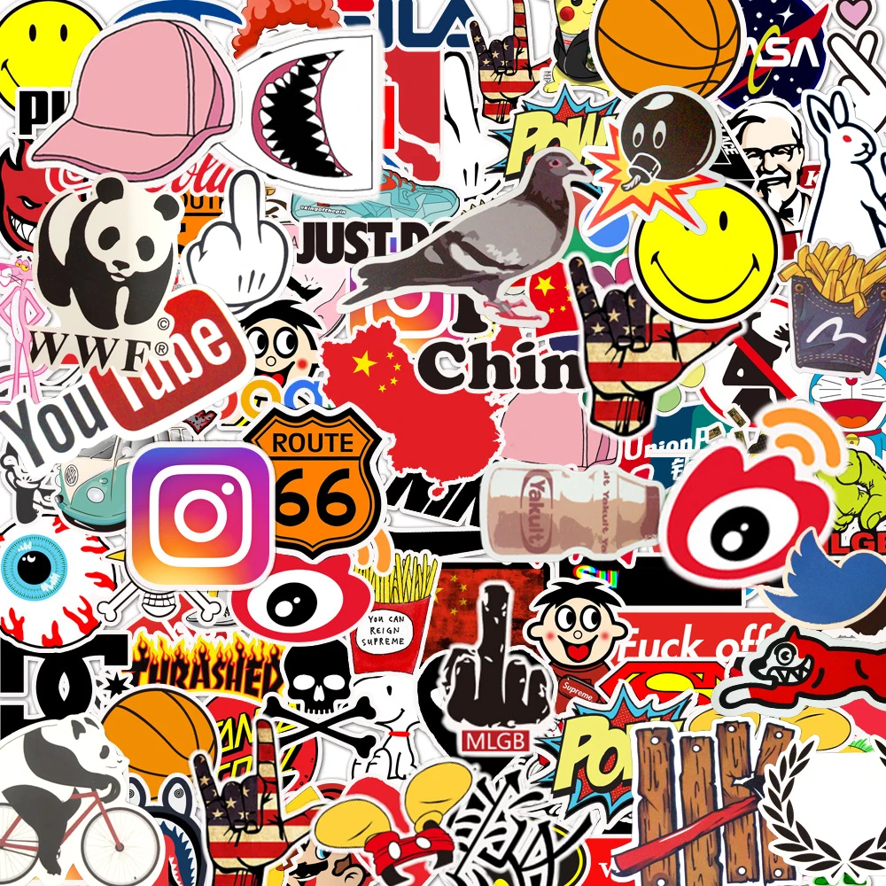 Pegatinas estéticas para ordenador portátil, adhesivos de dibujos animados para bicicleta, pegatina de bomba para chicas, 100 y 50 Uds.