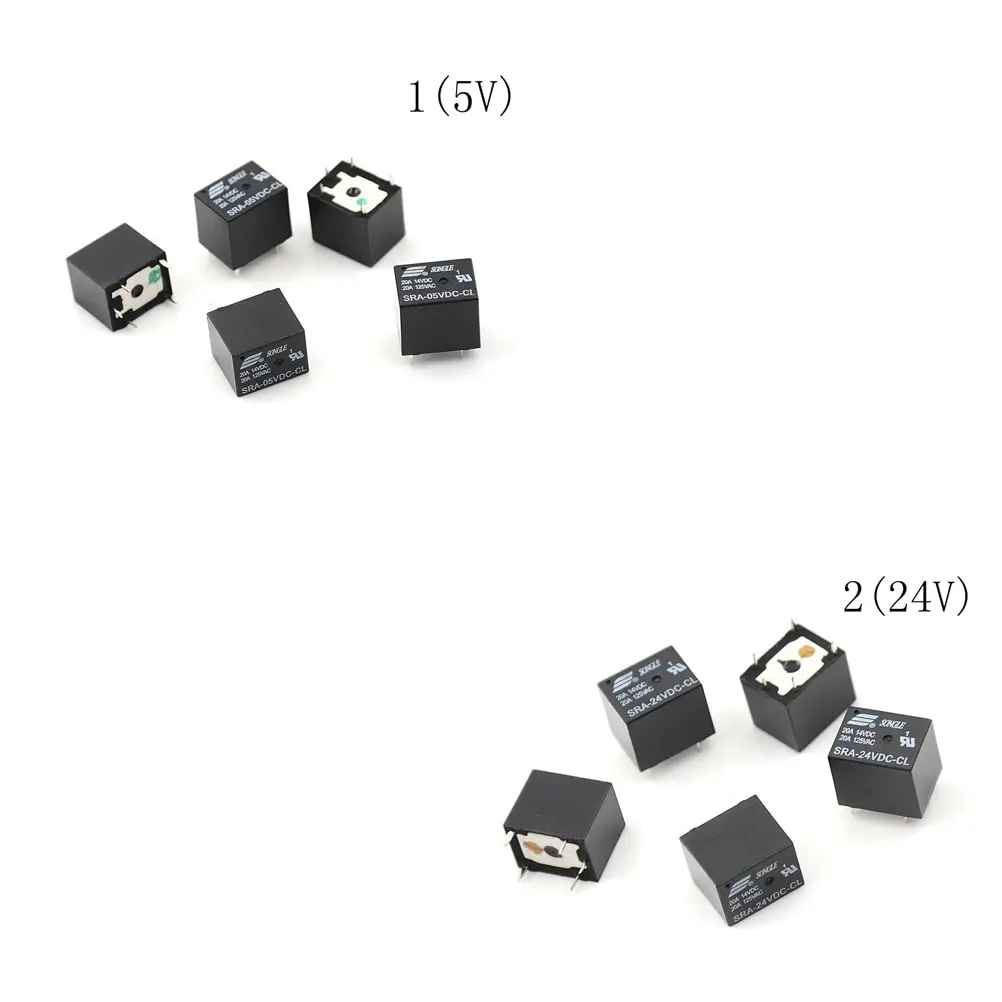 SRA-05VDC-CL SRA-24VDC-CL 5Pin PCB Type relay 5Pcs 5V 24V 20A DC Power Relay In stock Black Automobile