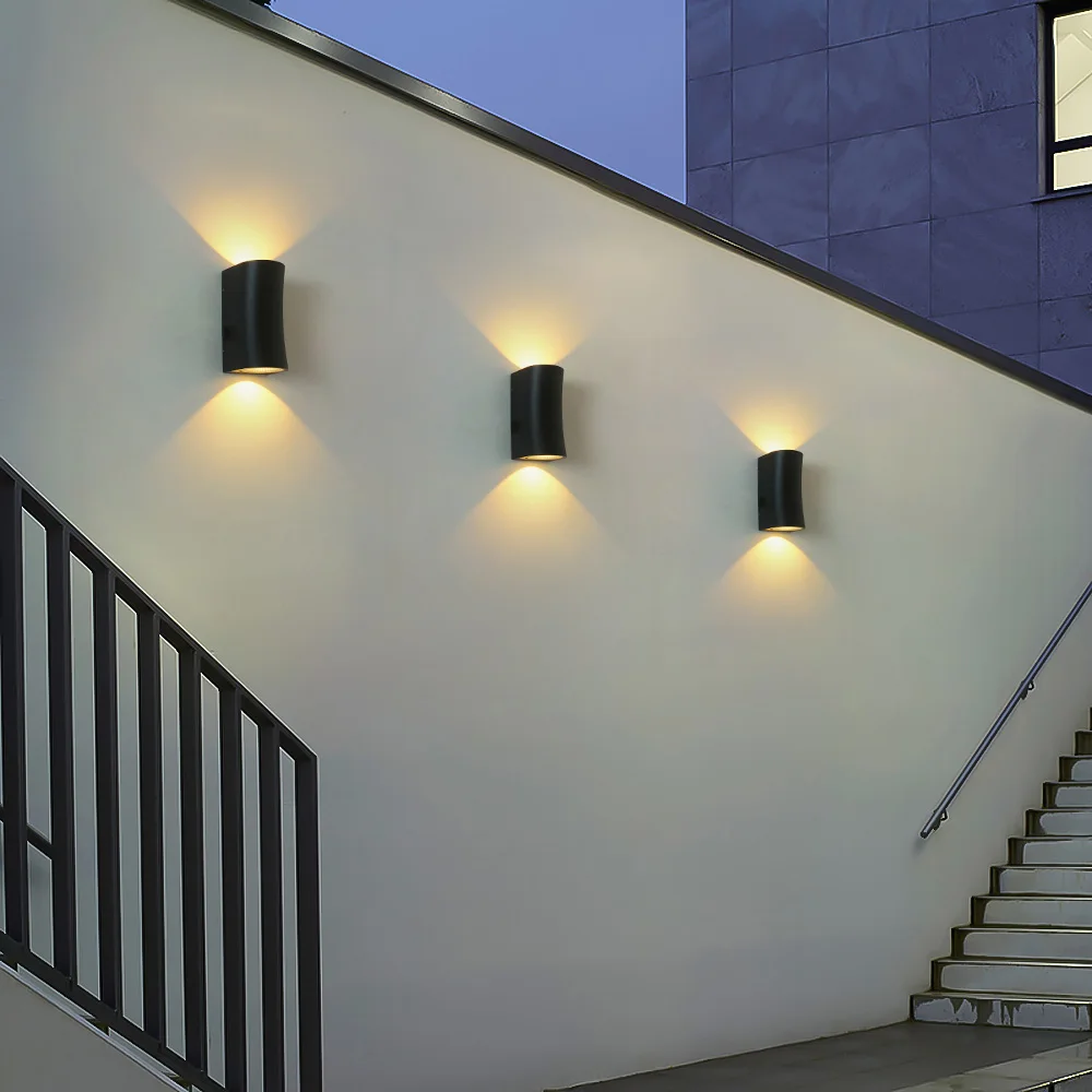 Art Deco Different Up Down Waterproof Outdoor Wall Lights Black 240V /12V Wall Mounted Fixtures Warm /Cold White