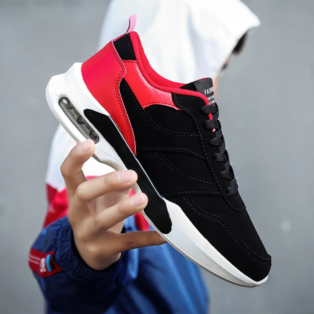 Men Casual Running Shoes Flat Lace-Up Sports Shoes Breathable Wear-Resistant Non-Slip Sneakers Sweetheart Shoes Кроссовки мужски