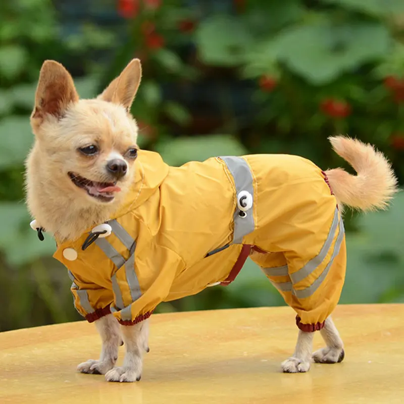 Водонепроницаемый плащ для собак с капюшоном, регулируемый для щенков дождевые пальто со светоотражающей лентой, плащ, костюмы, одежда для собак Regenmantel