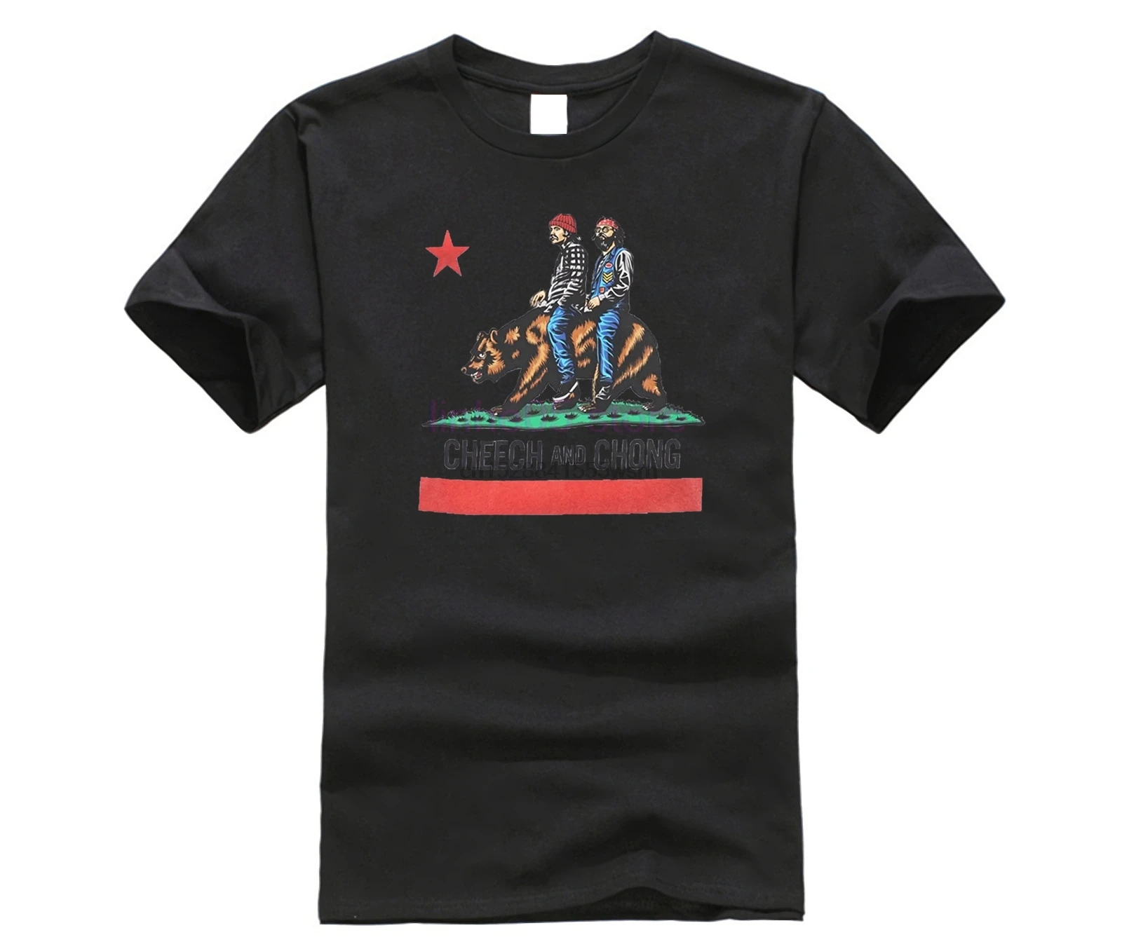 Мужская футболка для взрослых с коротким рукавом из хлопка Cheech Chong California серого