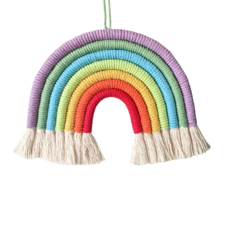 Wall Hanging Ornament Hand-Woven Rainbow Ornaments Wall Hanging Art Home Decoration For Kids Room Decoration - Цвет: E