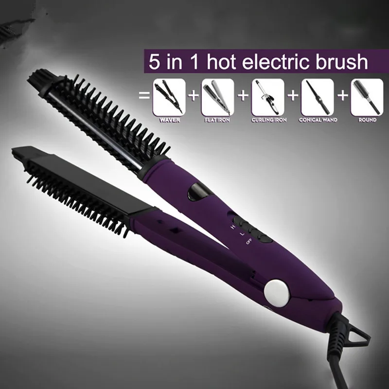 Hair Straightener Flat Iron Hair Curler Brush Electric Hair Comb Multifunctional Hair Crimper Curling Iron Looper Hair Style 4