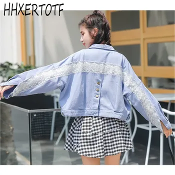 

2019 Autumn winter Loose Coat Women Short Cowboy Jackets Vintage long Sleeve Korean version of wild Denim coat