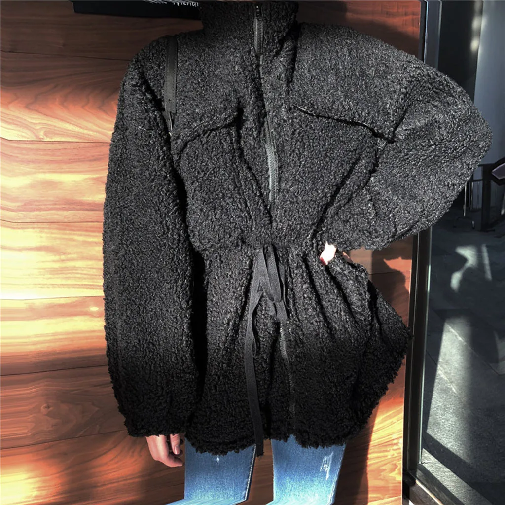 Chaquetas mujer, зимнее пальто для женщин, теплое, из овечьей шерсти, с рукавами-фонариками, на завязках, длинное пальто, abrigos mujer invierno casacos