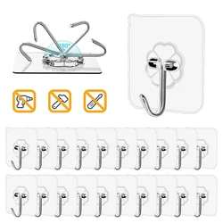 Ganchos de pared transparentes de 20 piezas, gancho autoadhesivo resistente al agua, reutilizable, sin costuras, para cocina y baño
