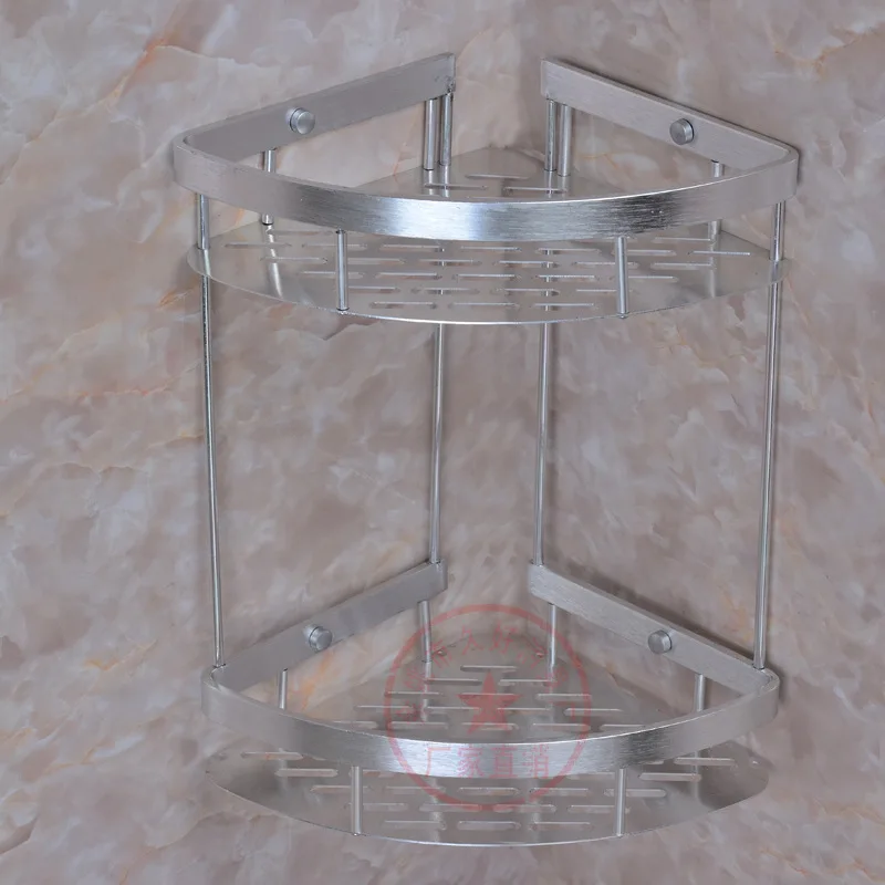 

Alumimum Tripod Light Wiredrawing Double Layer Aluminium Plate Solid Large Rims One-piece Bathroom Corner Bracket