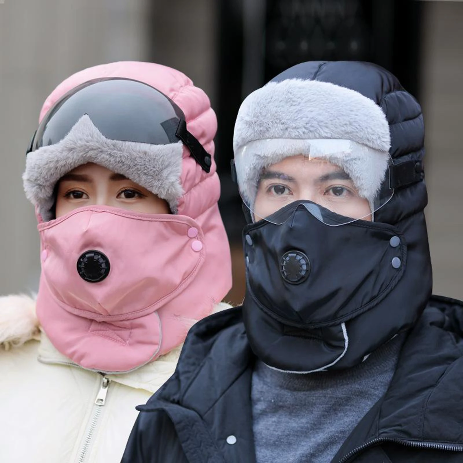 Pasamontañas de lana para ciclismo, gorro cálido de invierno esquí, nieve, cuello, máscara facial, capucha para hombres y mujeres, equipo de cabeza de caza para ciclismo al aire libre|Casco para bicicleta|