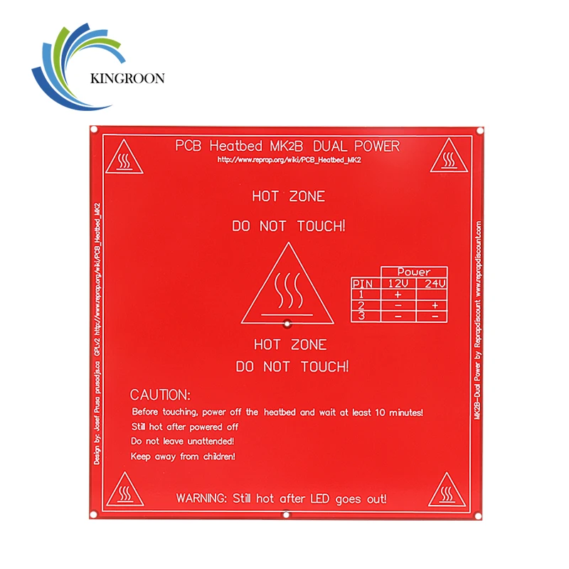 KINGROON Модернизированный MK2B кровать с подогревом PCB heatкровать двойной 12 в 24 в красный MK2B Горячая кровать 3D принтеры часть тепла 214 мм x 214 мм аксессуары