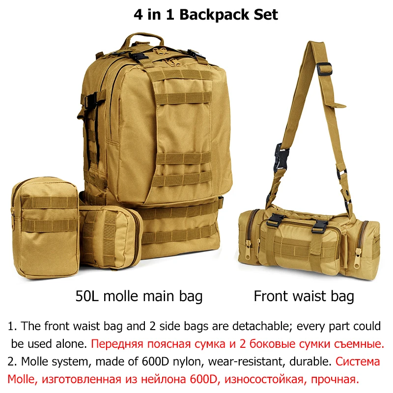 50L Molle Waterproof Tactical Backpack For Camping, Hunting, And Military  Use High Capacity Mochila Militar Rucksack Y0721 From Musuo10, $64.45