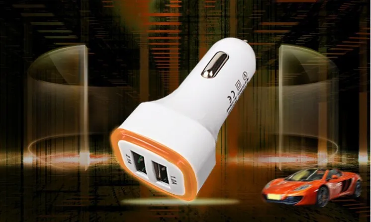 Автомобильное зарядное устройство из алюминиевого сплава с двумя USB портами| |