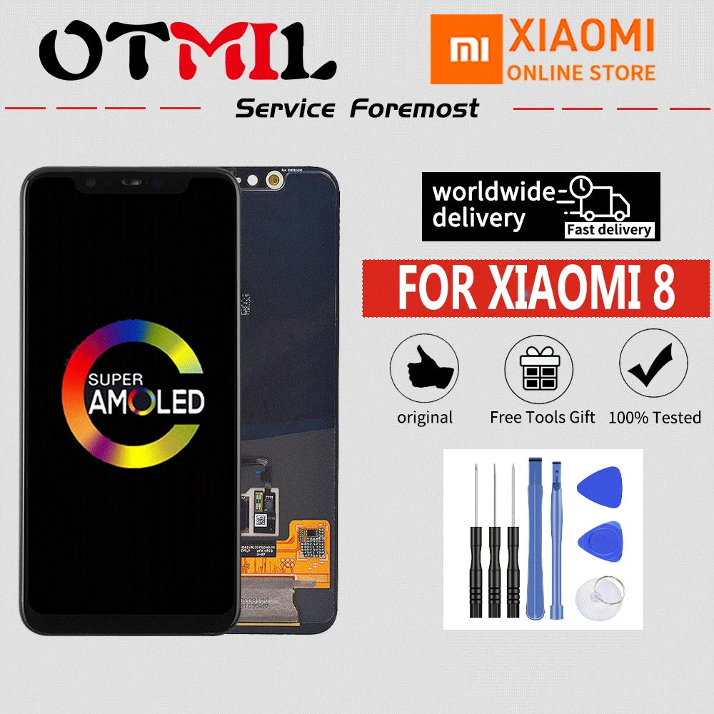 Датчик отпечатков пальцев AMOLED для Xiaomi Mi 8 Explorer ЖК-дисплей сенсорный экран дигитайзер сборка для Xiaomi Mi 8 Explorer дисплей
