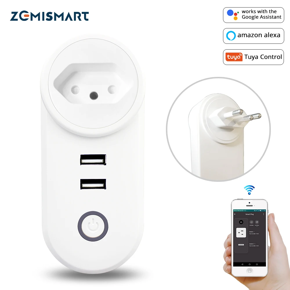 Умная штепсельная розетка с Wi-Fi включает в себя 2 usb-порта Tuya приложение