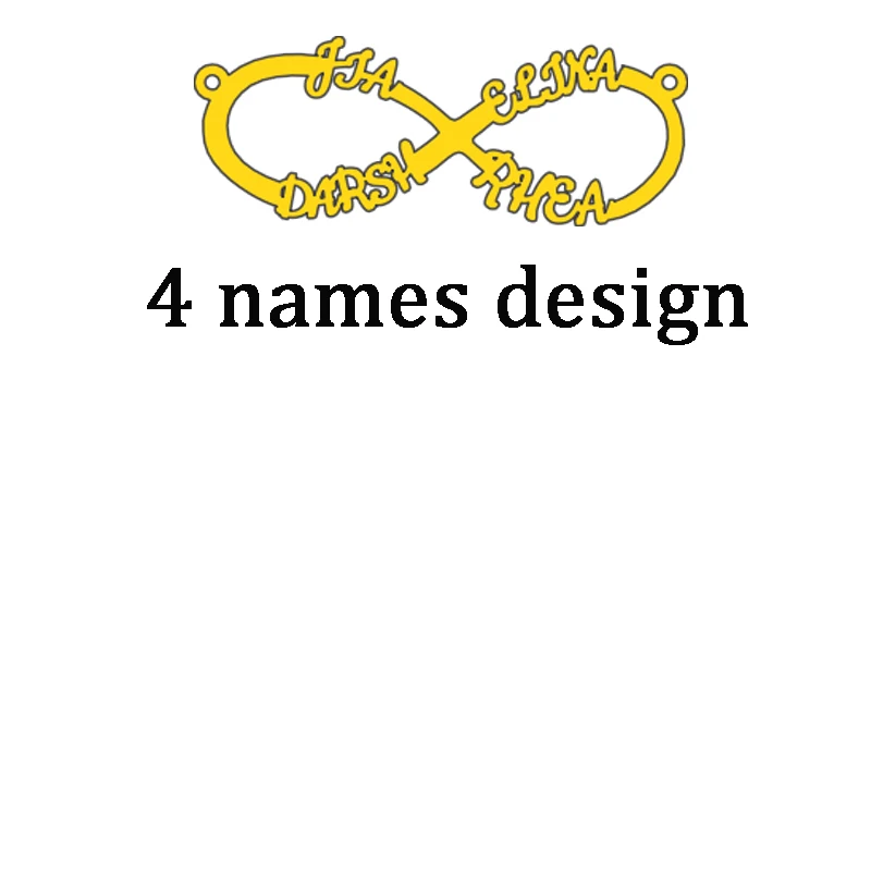 4 name design Atoztide, новинка, нержавеющая сталь, персонализированное имя пары на заказ, ожерелье, золотое колье, ожерелье, бесконечность, кулон, именная табличка, подарок - Окраска металла: 4 name design