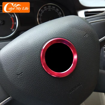 

Color My Life Car Accessories for Skoda Kodiaq Octavia Yeti Rapid Superb Fabia Karoq 2012-2020 Steering Wheel Circle Trim