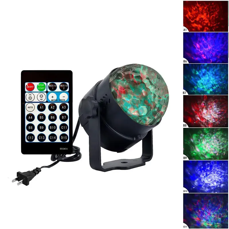 

LED Magic Ball Disco Party Lights 15 Color Strobe Lights LED Water Wave Projecting Lamp with Remote Controller Stage Bar Wedding