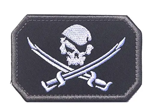 New Pirate Skull Captain Ghost Cross Swords Embroidered Hook Patch Dark Badge