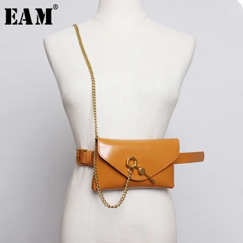 

[EAM] Pu Leather Split Joint Chain Long Belt Accessories Personality Women New Fashion Tide All-match Spring Autumn 2020 1D485