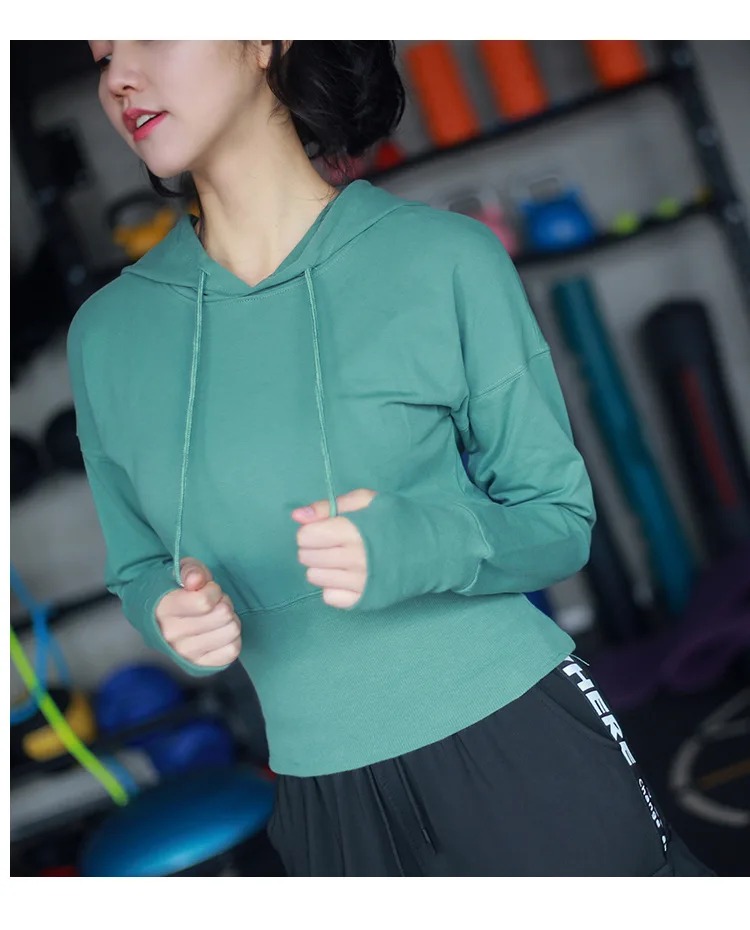Спортивная футболка с длинным рукавом и капюшоном для фитнеса, йоги, укороченный топ, женская спортивная одежда, спортивная толстовка из Джерси, куртка для бега, спортивная одежда