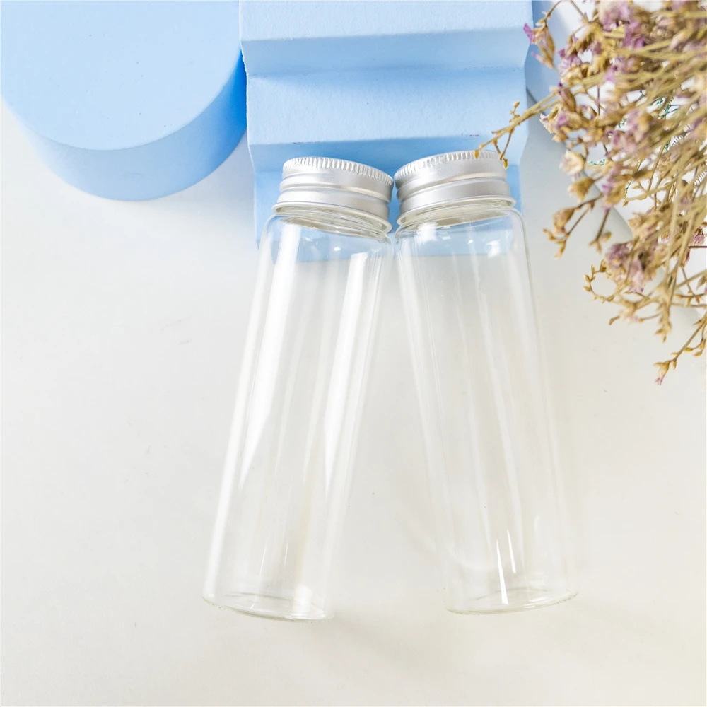 12 pcs 37x120 mm 90ml Aluminum Screw Cap Candy Bottles Wishing Stars Glass Bottles Decorative Jars Decorative Glass Containers 5