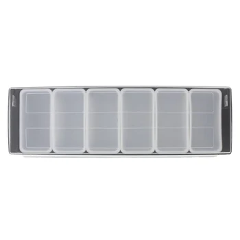 

Ice Cooled Condiment Serving Container Chilled Garnish Tray Bar Caddy for Home Work or Restaurant Six Grid Seasoning Box