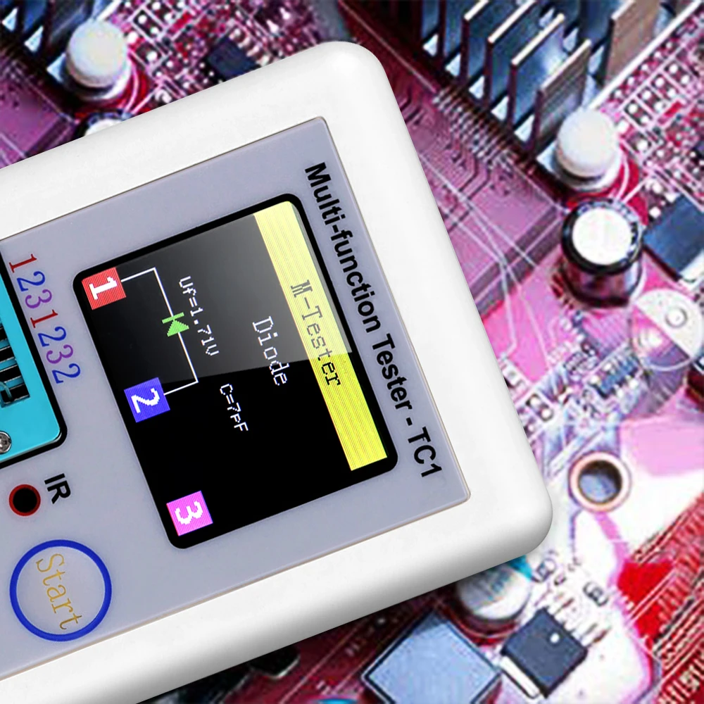 LCR-TC1 1.8" TFT LCD Display Multimeter Transistor Tester Diode Triode Capacitor Resistor Detector MOSFET NPN PNP Triac MOS