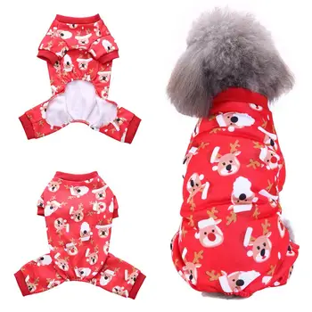

Christmas Cute Pet Dog Puppy Elk Print Breathable Jumpsuit Clothes Soft Warm Apparel Coat Jacket