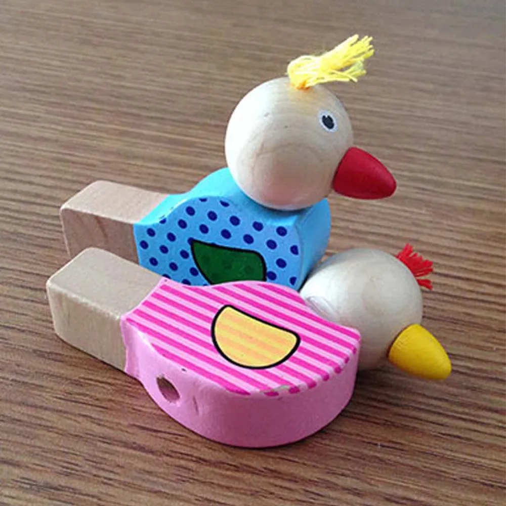 1Pcs Kids Wooden Whistle Cartoon Bird Wooden Whistle Musical Toy for Kid Early Learning