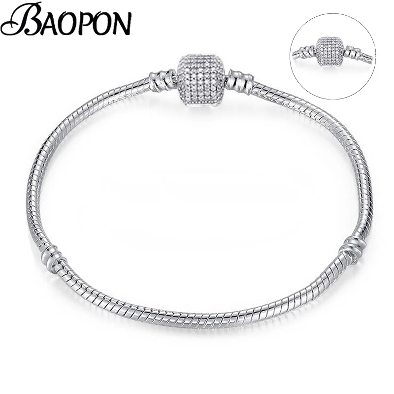 BAOPON роскошные оригинальные 100% Серебряная цепочка со змеями браслет для женщин